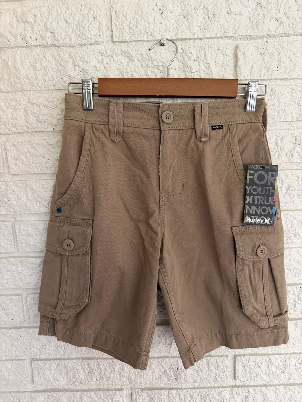 Hurley Tan Cargo Shorts for Kids - 8/10